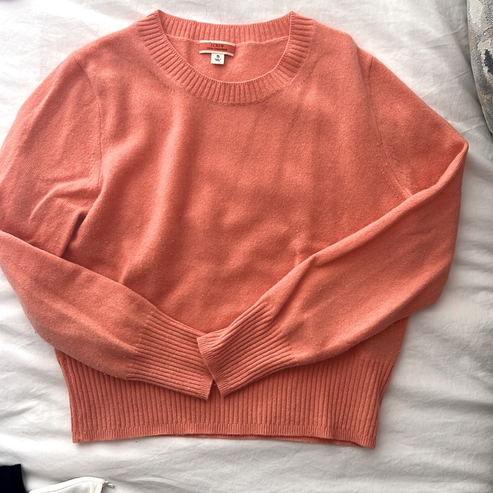 Coral cropped jcrew cashmere sweater - size small